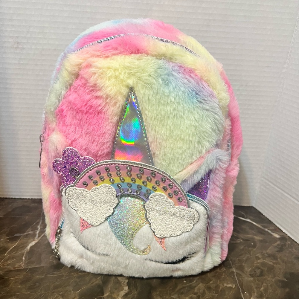 Girls Faux Fur Mini Lavender Unicorn Backpack, Misses Gwen’s OMG Accessories